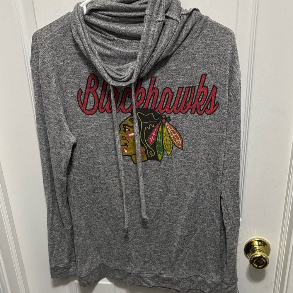 NHL Gray Blackhawks Cowl Neck Sweater